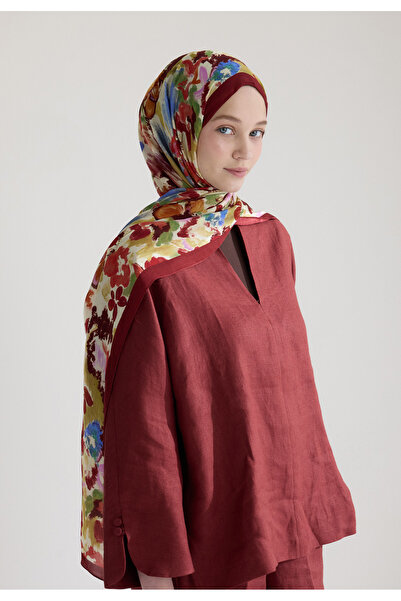 Freshscarfs Vinnie Floş Viskon Şal Bordo