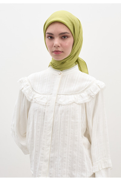 Freshscarfs Eșarfă din bumbac și viscoză verde ulei