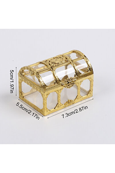 Choice as picture shown Golden Vintage Treasure Chest Storage Box Transparent...