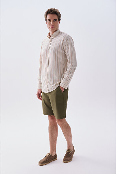 Mudo Erkek Haki Straight Fit Chino Şort