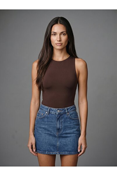 Noe Collection Kadın Halter Yaka Body Slim Fit Likralı Bodysuit Günlük Şık At...
