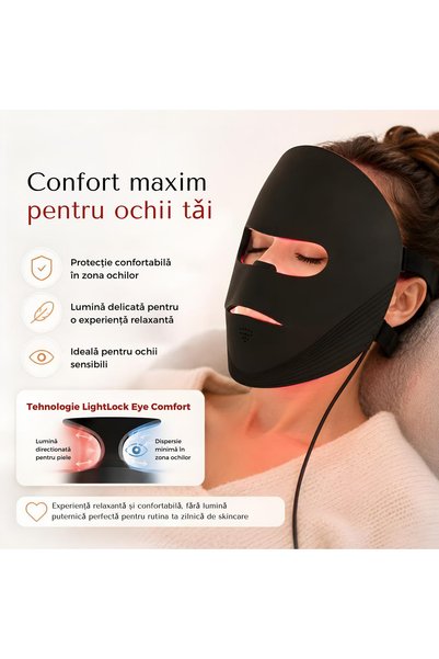 Omaly Mască Facială LED, Fototerapie Anti-Acnee, 4 culori - Reducere Riduri, Fermitate, Anti-Îmbătrânire, Tonifiere, 328 LED-uri, Încărcare USB, cu Telecomandă, Temporizator, Tratament Facial Acasă
