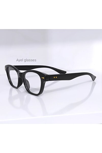 Ayel aksesuar KEDİ MODEL ŞEFFAF CAM  GÖZLÜK SİYAHÇERÇEVE