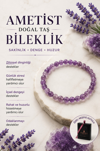 OSMANLI DOĞAL TAŞ Orijinal & Sertifikalı Ametist Gerçek Doğal Taş Kutulu El Y...