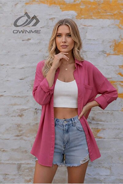 OWNME Kadın Oversize Pamuklu Rahat Keten Gömlek Yaz Koleksiyonu