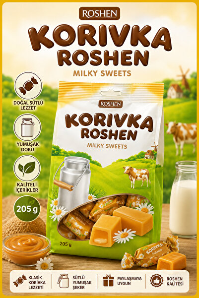Roshen Korivka Milky Sweets İthal Sütlü Yumuşak Şekerleme 205 gr – Mini Premi...