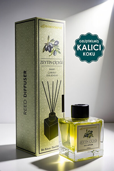 MOUVEMENT Zeytin Çiçeği 100 ml Bambu Çubuklu Oda Kokusu – Saf ve Doğal Bir Fe...