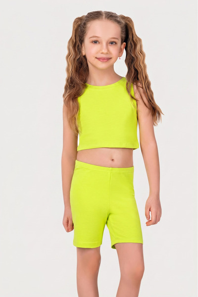 OBJE Girl's Neon Green Halter Neck Tank Top