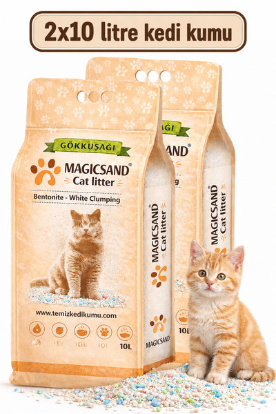 magicsand Ultra Topaklanan Gökkuşağı Bentonit Kedi Kumu 10lt X 2 Adet