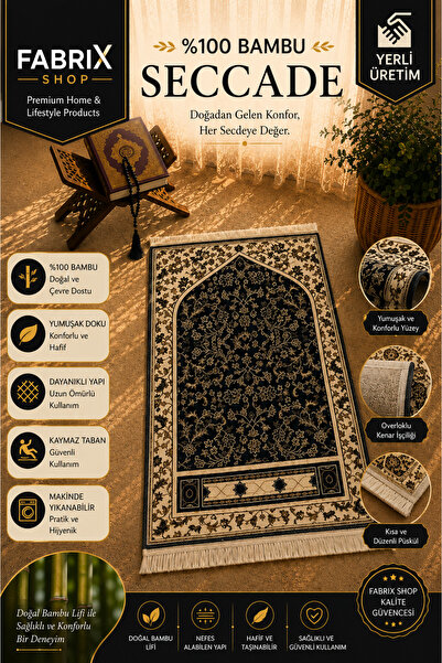 Fabrix Home 100% Bamboo Prayer Mat - Washable Prayer Mat with Non-Slip Base, ...