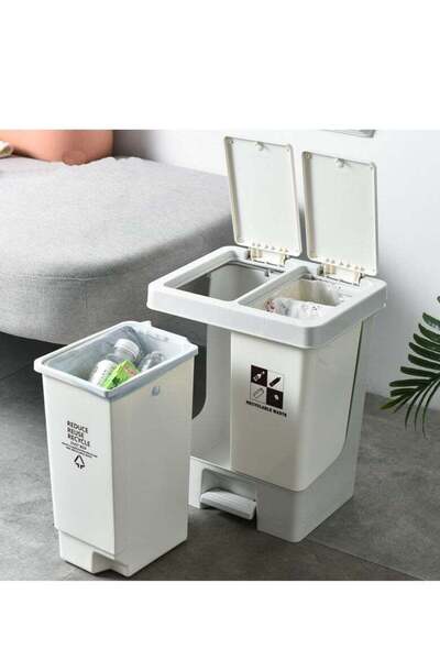 Arabest 2 in 1 Recycle Pedal Bin 20 Litre Classified Trash Can Section Garbag...