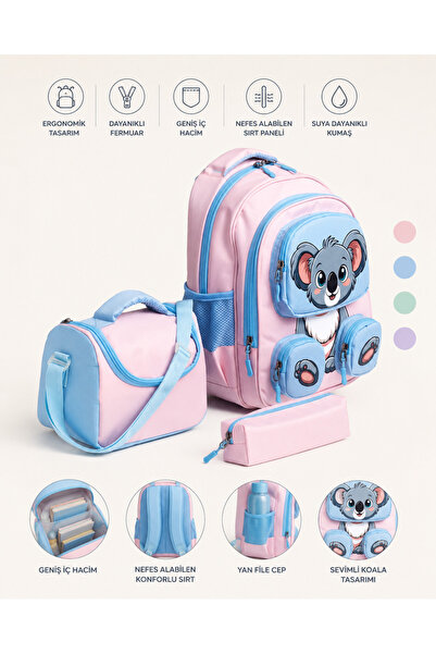 MİECZ BAGS Sevimli Karekter Baskılı Çok Cepli Modern Erkek Kız Çocuk Anaokulu...