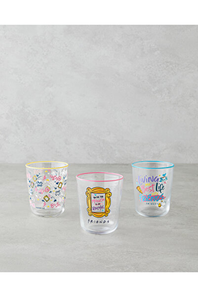 English Home Friends Cam 3'lü Lisanslı Bardak 315 Ml Renkli