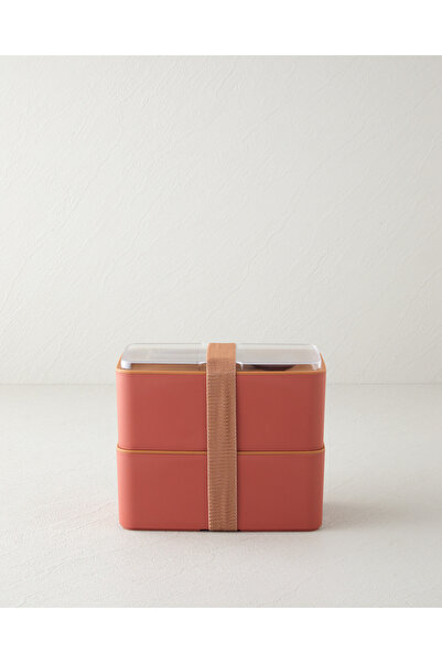English Home Mezaluna Time Plastic 2 Layer Lunch Box 1 L- 1 L Orange