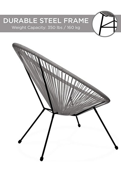 Gaia Home Outdoor Balcony Furniture Set with Table and 2 Chairs Gray PE Plastic Patio Set