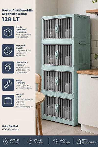 Kitchen Life 4'lü Portatif Istiflenebilir Organizer Dolap- Banyo Mutfak Dolap...