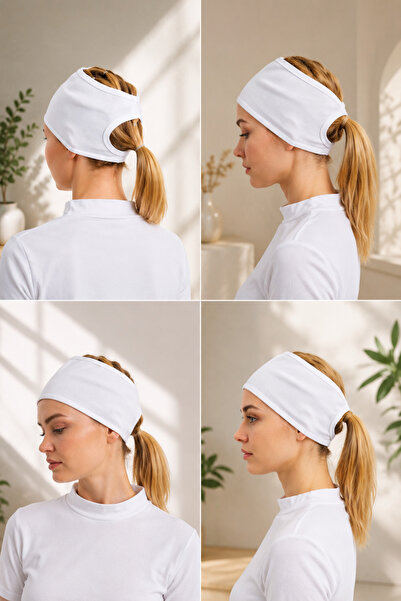 mirach 4’lü Eko Set Spor Bone Bandana Seti Beyaz Ve Siyah Kaymaz Kadın Bandana Saç Bandanası Sporcu Bonesi