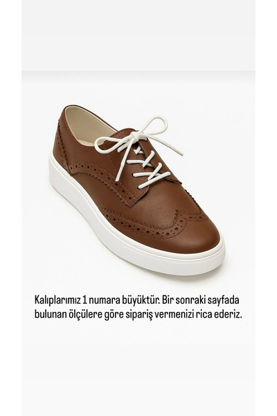 BeSteps Kahverengi Oxford Hakiki Deri Ortopedik Termo Kaymaz Taban El Yapımı ...