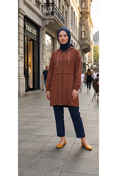 KADO 26Y257714 KAP TUNİK KAPŞONLU FERMUARLI CAMEL