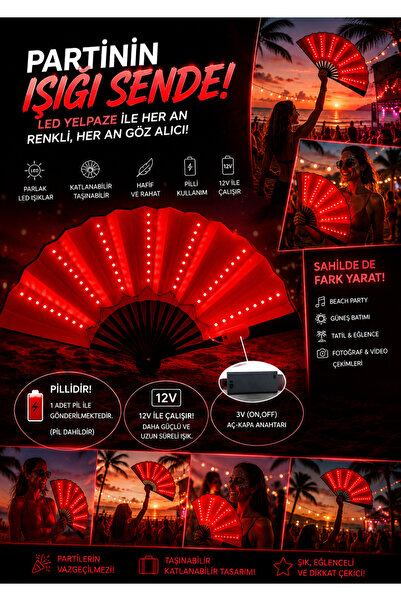 Zigver 3 V 13 Inç Glow Katlanır El Fan Led Dekoratif Fan Led Fan Fotoğraf Sah...