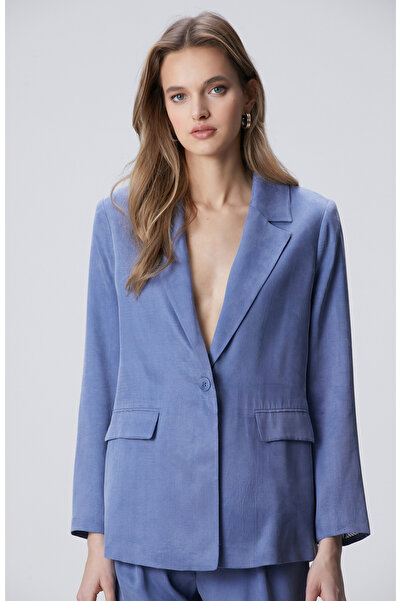 Network N-Green Mavi Cupro Blazer Ceket