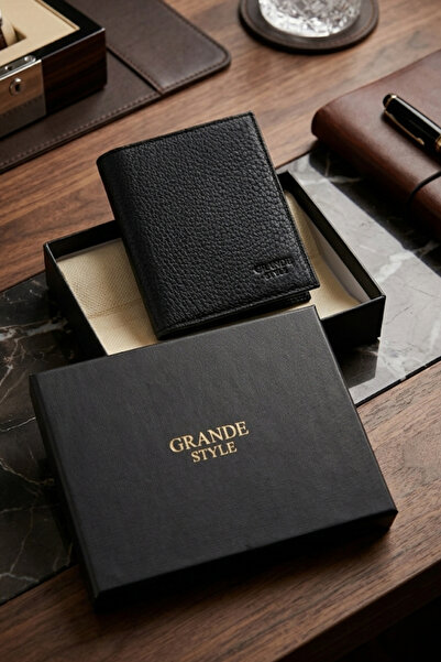 Grande Style 01412 Erkek Hakiki Deri Cüzdan SİYAH