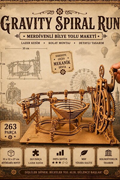 ALGWOOD Marble Run Misket Oyunu Ahşap Maket | 263 Parça Ahşap 3D Puzzle | Mar...