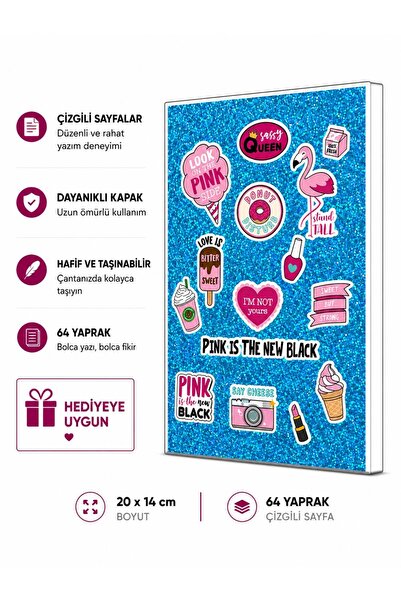4nio Sa šljokicama Plavo-Ružičasta Sveska