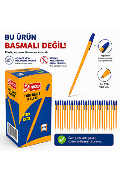 Mikro tükenmez kalem mavi 60'lı