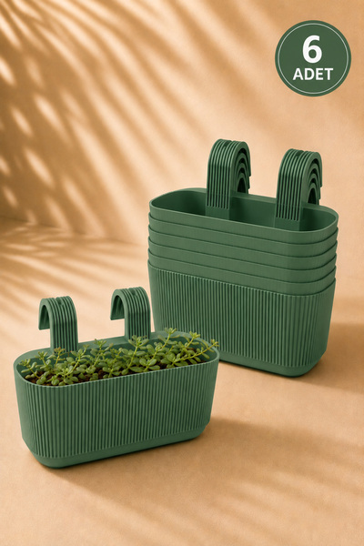 ToXA 6'lı Pera Askılı Balkon Saksısı Seti 3,2 Litre (29cm) Ayarlanabilir Deng...