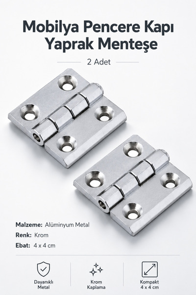 NZB Mobilya Pencere Kapı Duşakabin Mini Dolap Menteşesi Yaprak Menteşe Krom 4...