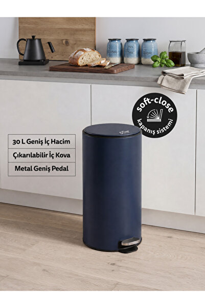 5FIVE Delta Modern Metal Pedallı, 30 L, Çöp Kutusu, Temizlenir İç Hazneli