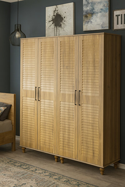 arionkids Pera Wood Dolap 4 Kapaklı | %100 MDF | REHAU Kapaklı | Ağaç Ayaklı ...