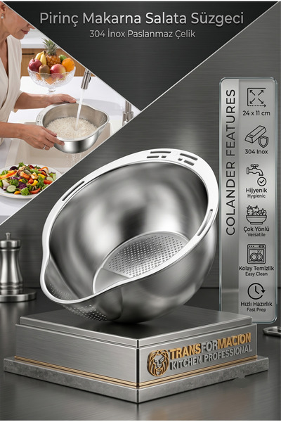 Transformacion Inox Pirinç Süzgeci Profesyonel Pirinç Yıkama Süzgeci - 304 Pa...