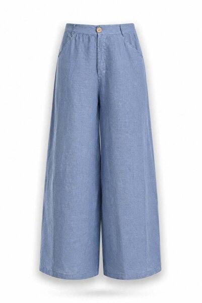 5in1Canpolat indigo Palazzo Kesim Keten Pantolon 39502
