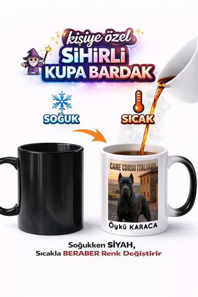 Kirbi Reklam كوب سحري من البورسلين مطبوع على الوجهين على شكل كلب Cane Corso I...