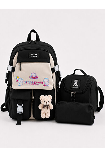 Mori School Bag Kawaii Kore Tarzı Okul Çantası 3'lü Set ( Folyolu Beslenme + ...