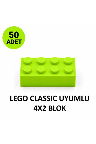 OyuncaklarÜlkesi Lego Compatible Classic 50 Pieces Neon Green Pistachio Green...