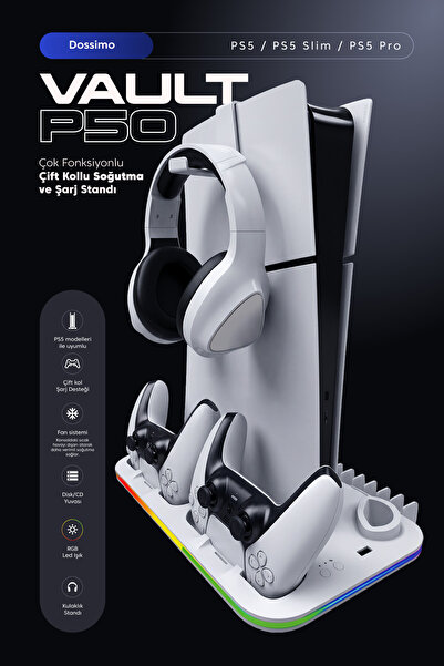 Dossimo PS5/Slim Soğutucu Ledli Stand ve Joystick Şarj İstasyonu