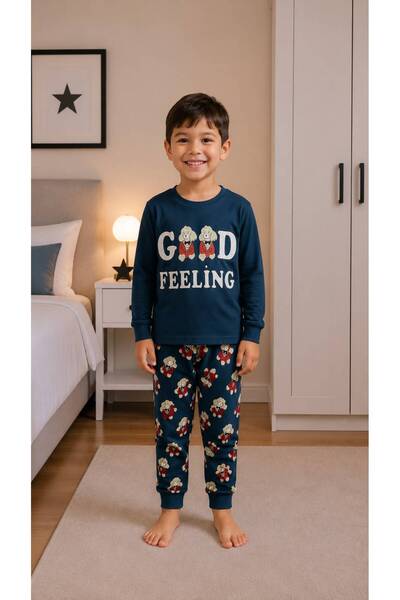 Pajama Shop Dečački set pidžama sa dugim rukavima, 100% češljani pamuk, petro...