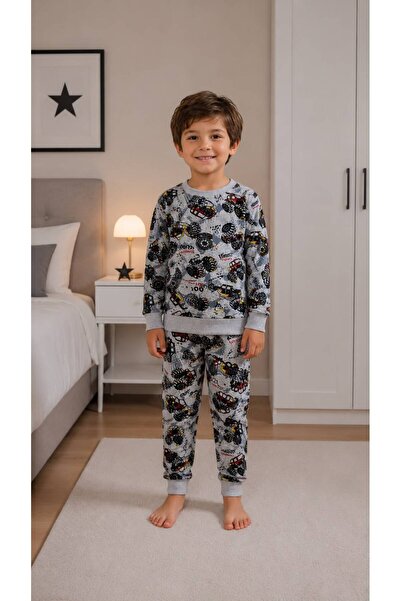 Pajama Shop Dečačka Pamuk delna pidžama od tkanine sive boje, Monster Jeep, S...