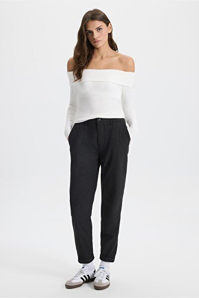 VENA Women's Norah Elastic Waist Cashmere Trousers - Anthracite