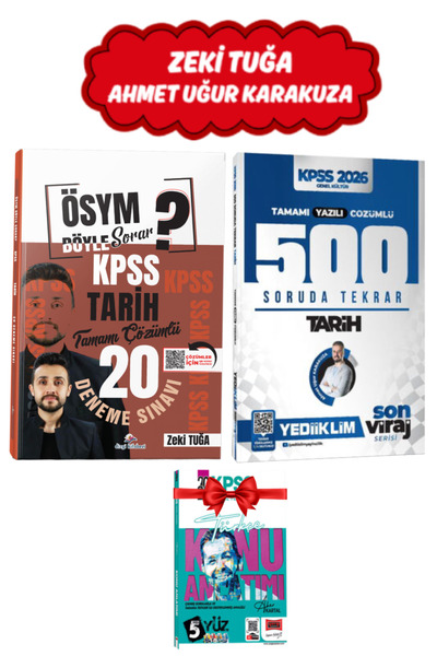 Dizgi Kitap Zeki Tuğa 2026 KPSS Tarih Tamamı Çözümlü Deneme+500 Soruda Genel ...