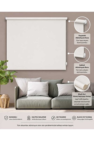 Nursu Perde Blackout Stor Perde Karartma Gün Işığı Geçirmez Offwhite Beyaz