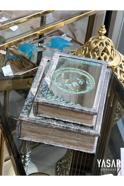 YASAR CONCEPT Astronomical Aynalı Dekoratif Kitap Kutu Set