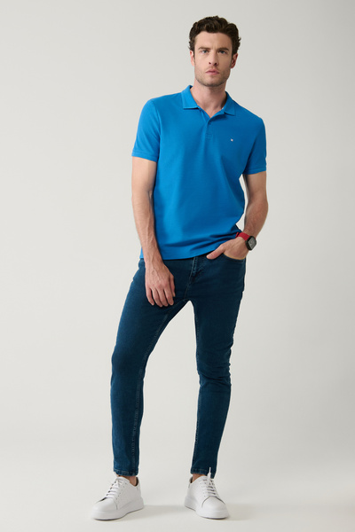 Avva Herren Slim Fit Jeanshose mit blauer Steinwäsche, dehnbar, Berlin B003526