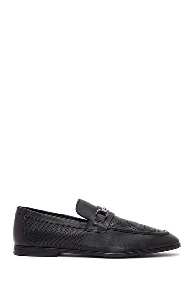 Derimod Pantofi din piele neagră cu cataramă pentru bărbați, mocasini casual ...