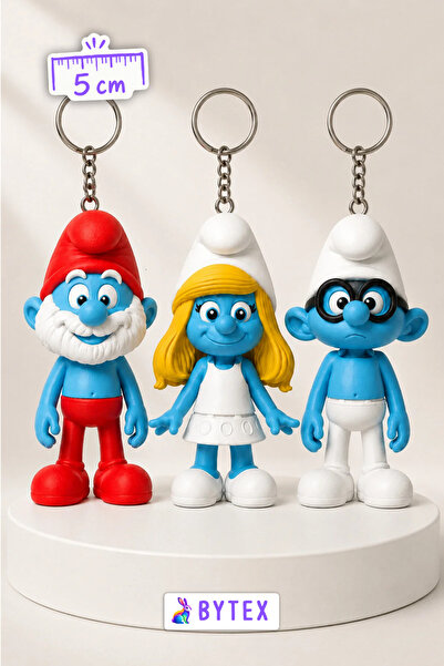 BytexStore Set de 3 brelocuri cu Smurflii: Smurfelul, Smurfelul înșelat, Smur...