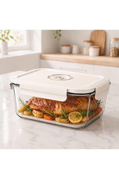 Onlinecom Storetail Offers Caserolă din Sticlă cu Capac Vacuum 1480 ml, Recip...