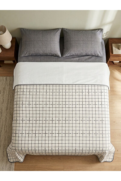 ŞENER HOME Set de lenjerie de pat dublă cu elastic, cu model în dungi
